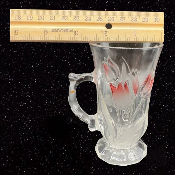 Japanese Mug Set With Pajbted Flowers Glass Cups Coffee Mugs Set 4 Pcs 4.5”T - Picture 6 of 9